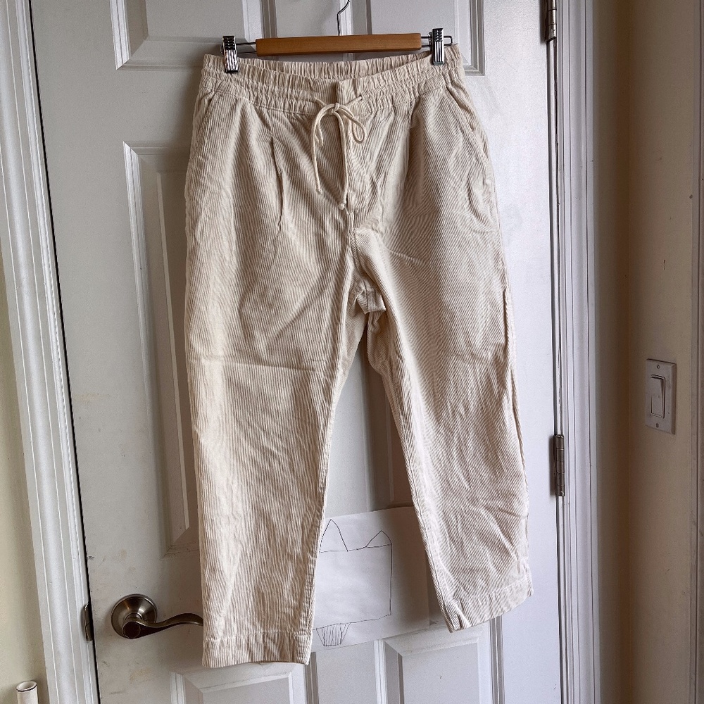 High Rise Corduroy Joggers Petite 10 White